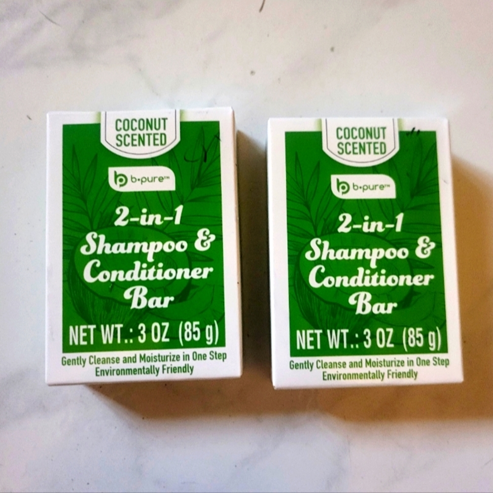 pure 2 In 1 Shampoo & Conditioner Bar Coconut Scented 3oz Set of 2